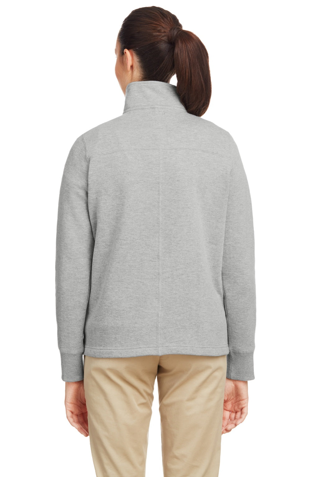 Nautica N17397 Womens Anchor Fleece 1/4 Zip Sweatshirt Heather Oxford Grey Model Back