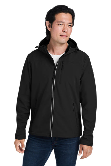 Nautica N17789 Mens Wavestorm Wind & Water Resistant Full Zip Hooded Jacket Black Model Front