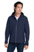 Nautica N17789 Mens Wavestorm Wind & Water Resistant Full Zip Hooded Jacket Navy Blue Model Front