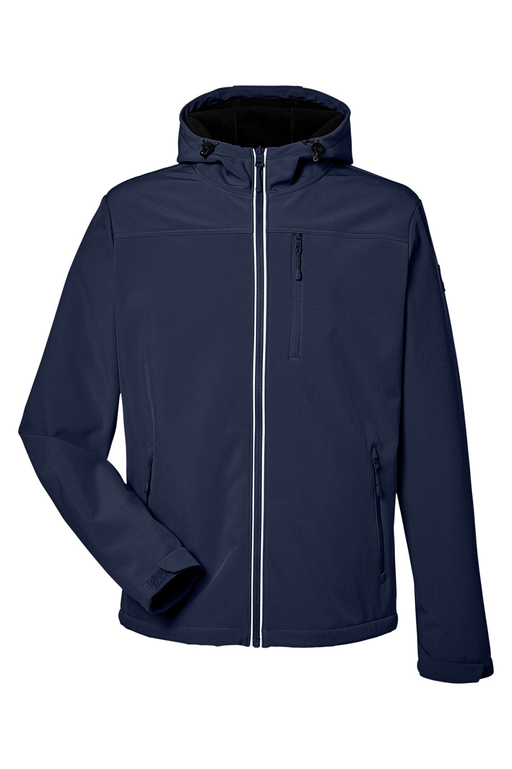 Nautica N17789 Mens Wavestorm Wind & Water Resistant Full Zip Hooded Jacket Navy Blue Flat Front