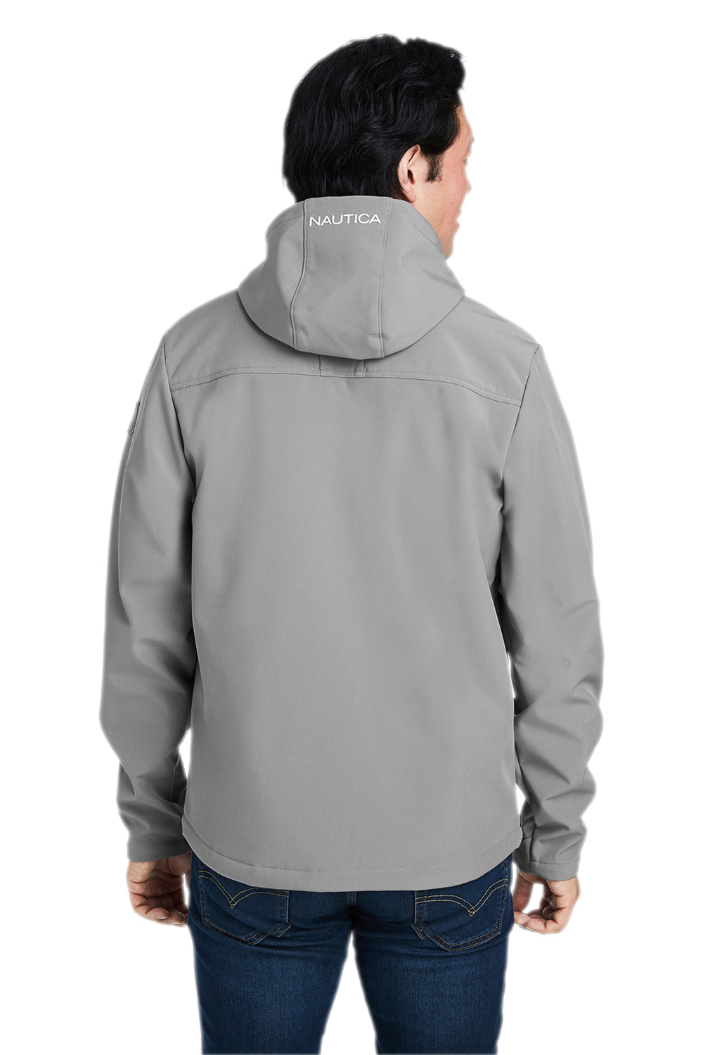 Nautica N17789 Mens Wavestorm Wind & Water Resistant Full Zip Hooded Jacket Graphite Grey Model Back