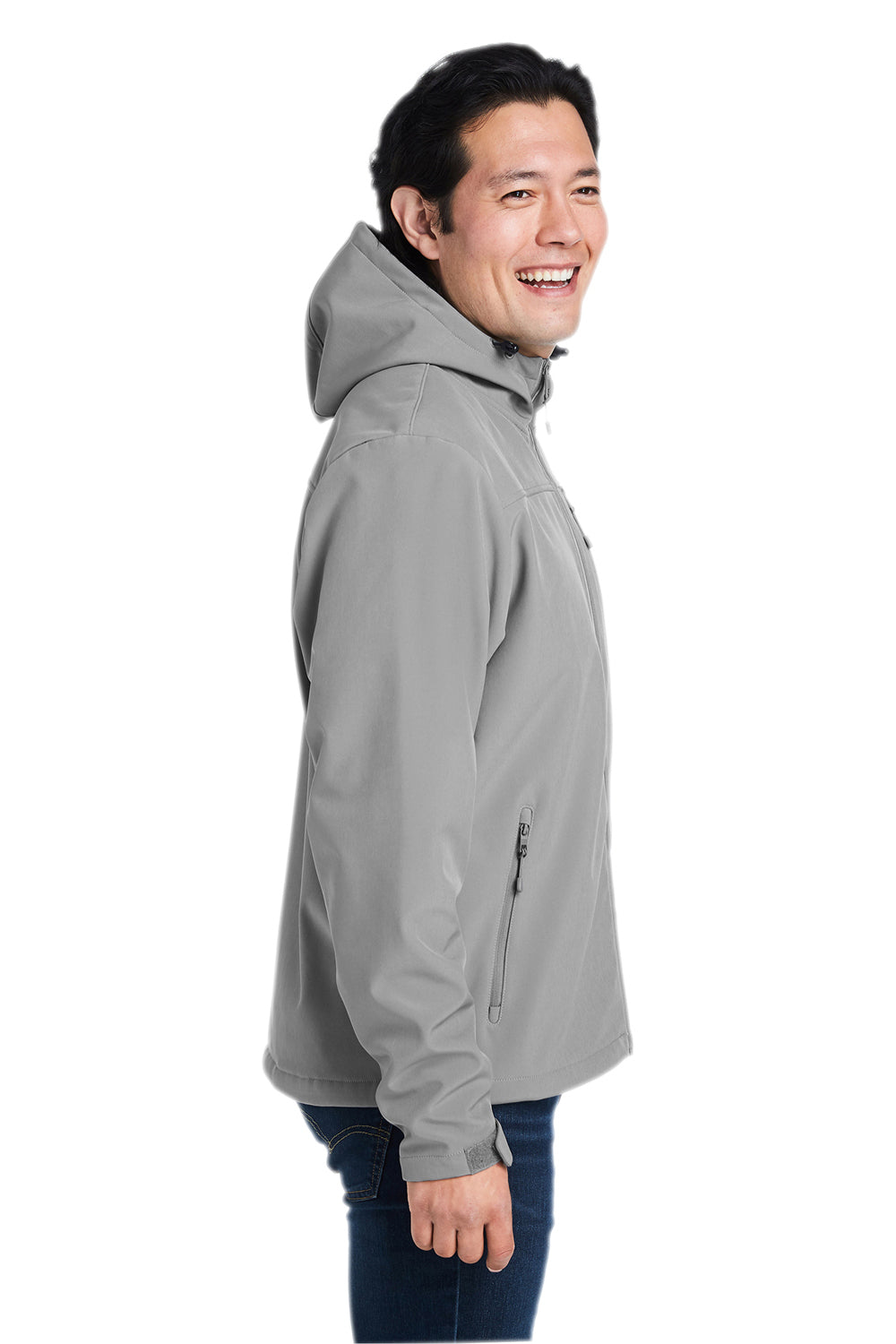 Nautica N17789 Mens Wavestorm Wind & Water Resistant Full Zip Hooded Jacket Graphite Grey Model Side