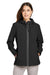 Nautica N17790 Womens Wavestorm Wind & Water Resistant Full Zip Hooded Jacket Black Model Front