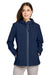 Nautica N17790 Womens Wavestorm Wind & Water Resistant Full Zip Hooded Jacket Navy Blue Model Front
