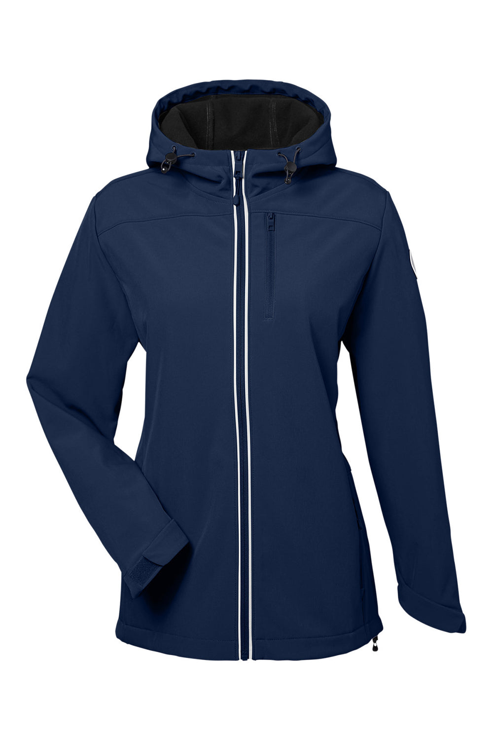 Nautica N17790 Womens Wavestorm Wind & Water Resistant Full Zip Hooded Jacket Navy Blue Flat Front