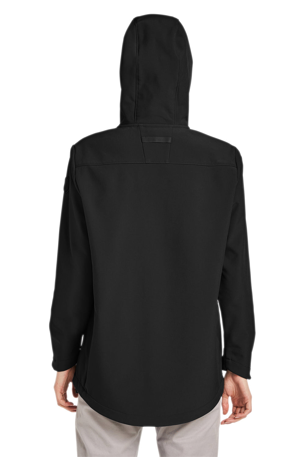 Nautica N17790 Womens Wavestorm Wind & Water Resistant Full Zip Hooded Jacket Black Model Back