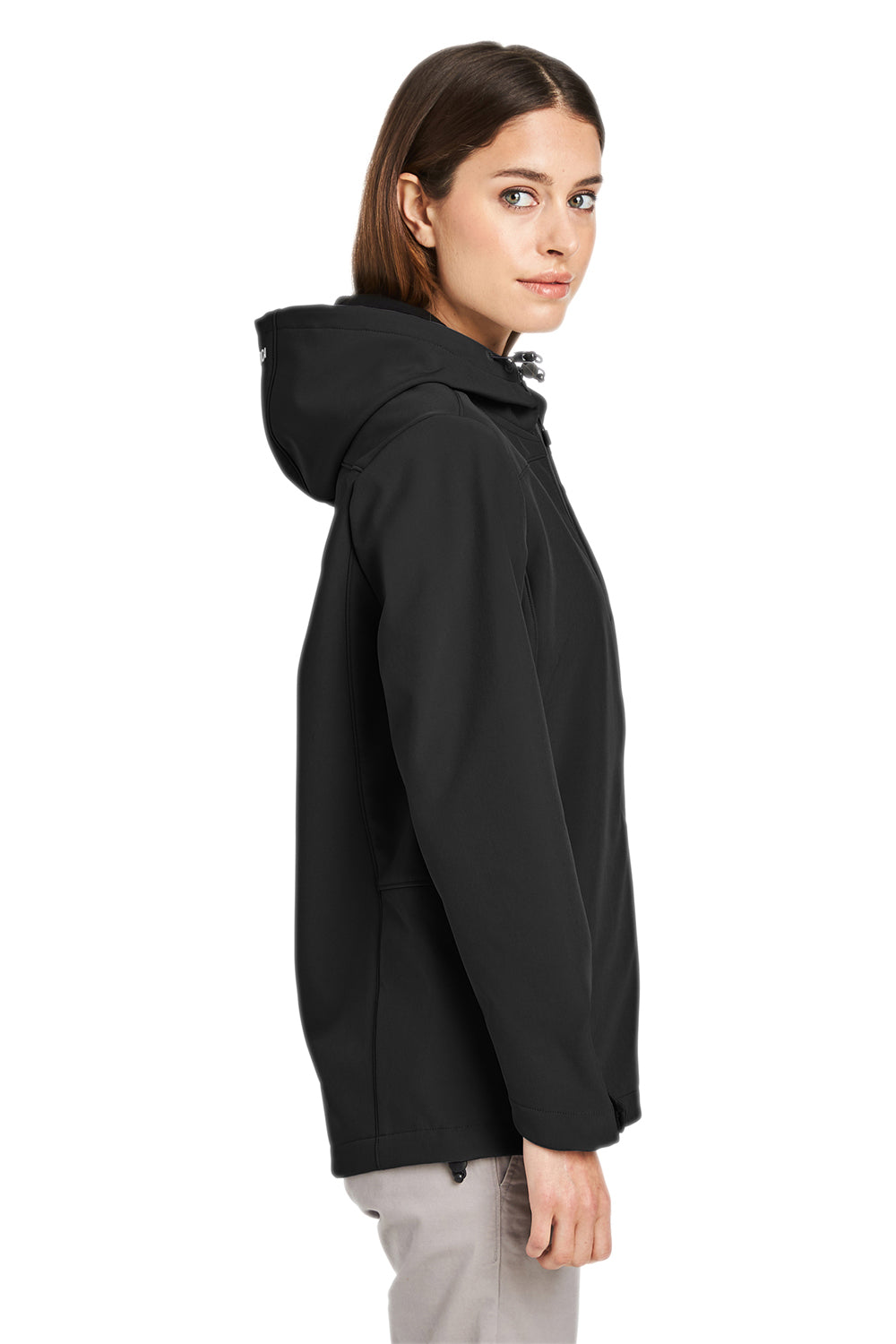 Nautica N17790 Womens Wavestorm Wind & Water Resistant Full Zip Hooded Jacket Black Model Side