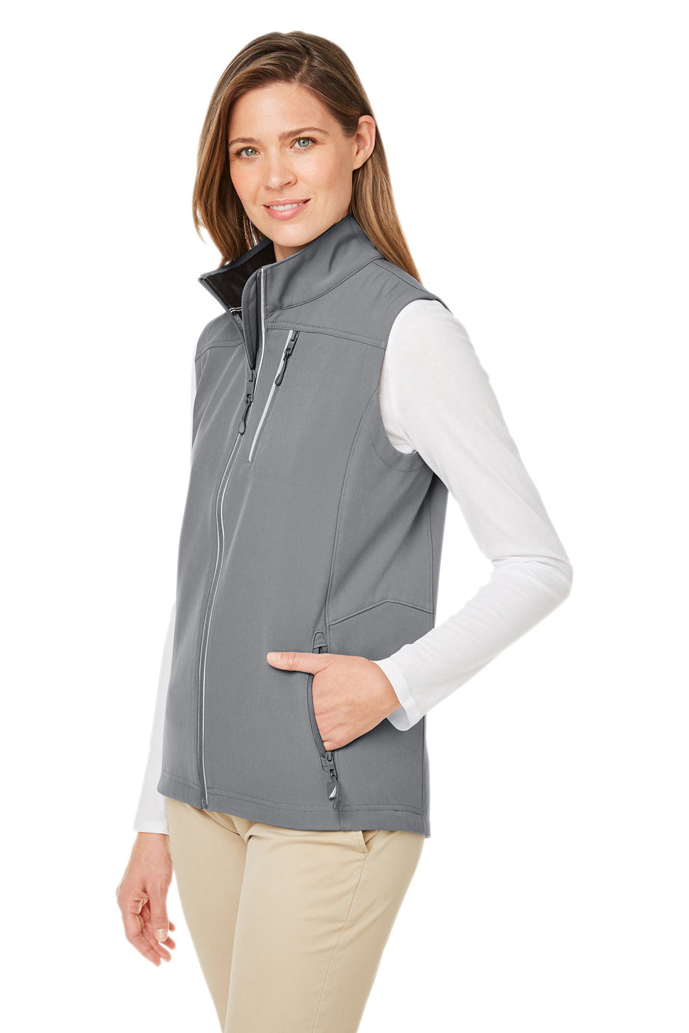 Nautica N17908 Womens Wavestorm Wind & Water Resistant Full Zip Vest Graphite Grey Model 3q