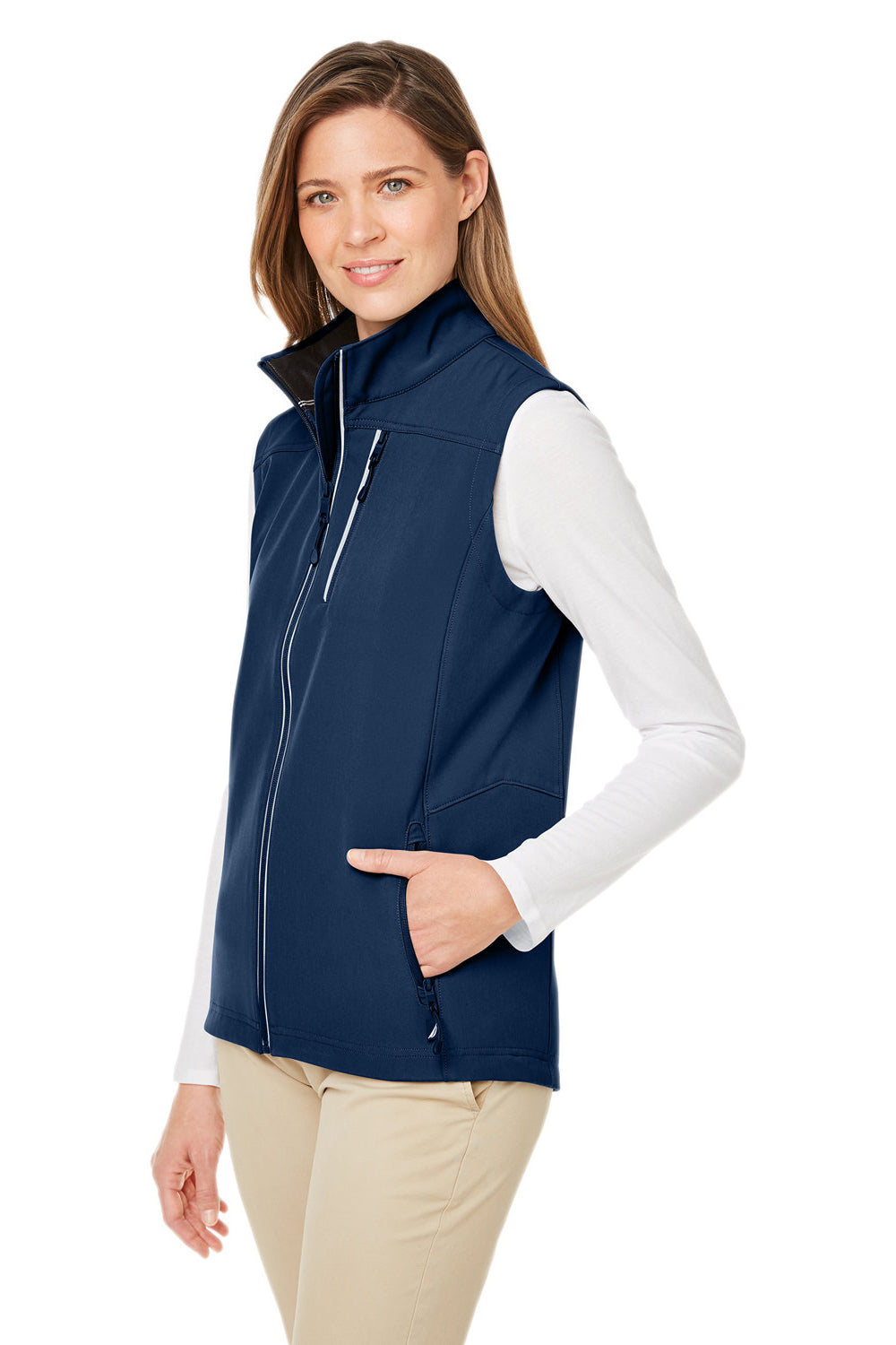 Nautica N17908 Womens Wavestorm Wind & Water Resistant Full Zip Vest Navy Blue Model 3q