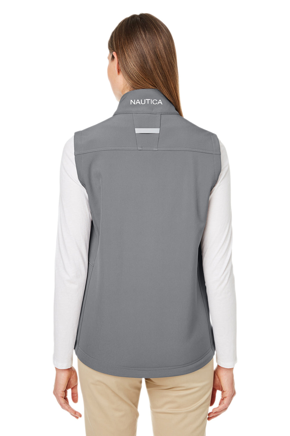 Nautica N17908 Womens Wavestorm Wind & Water Resistant Full Zip Vest Graphite Grey Model Back