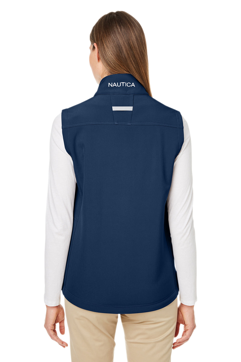 Nautica N17908 Womens Wavestorm Wind & Water Resistant Full Zip Vest Navy Blue Model Back