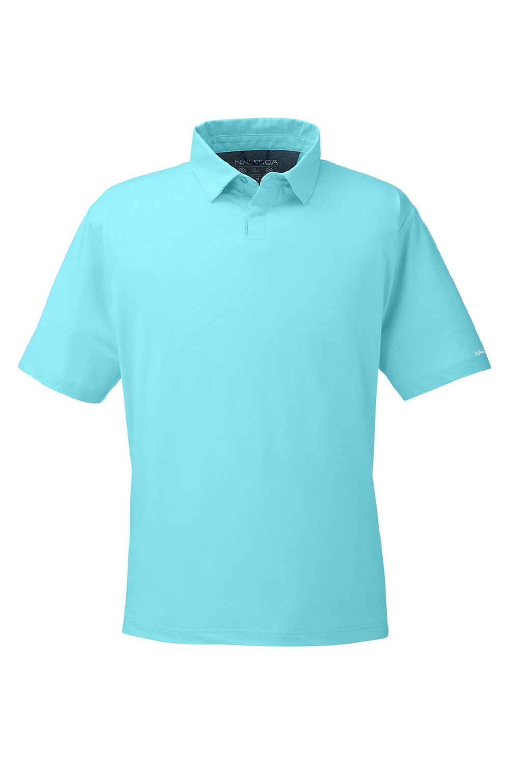 Nautica N17922 Mens Saltwater UPF 40+ Short Sleeve Polo Shirt Sea Mist Blue Flat Front