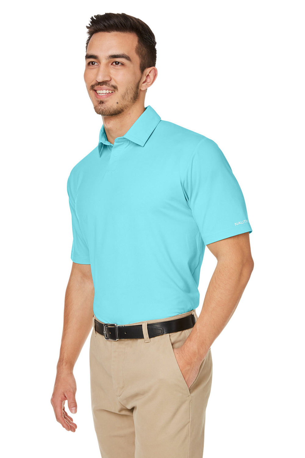 Nautica N17922 Mens Saltwater UPF 40+ Short Sleeve Polo Shirt Sea Mist Blue Model 3q