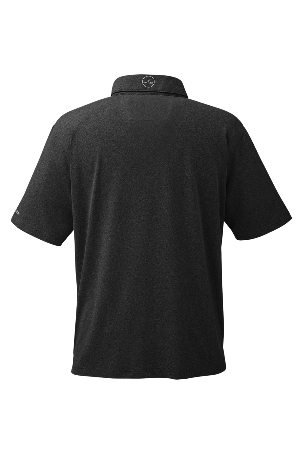 Nautica N17922 Mens Saltwater UPF 40+ Short Sleeve Polo Shirt Onyx Black Flat Back