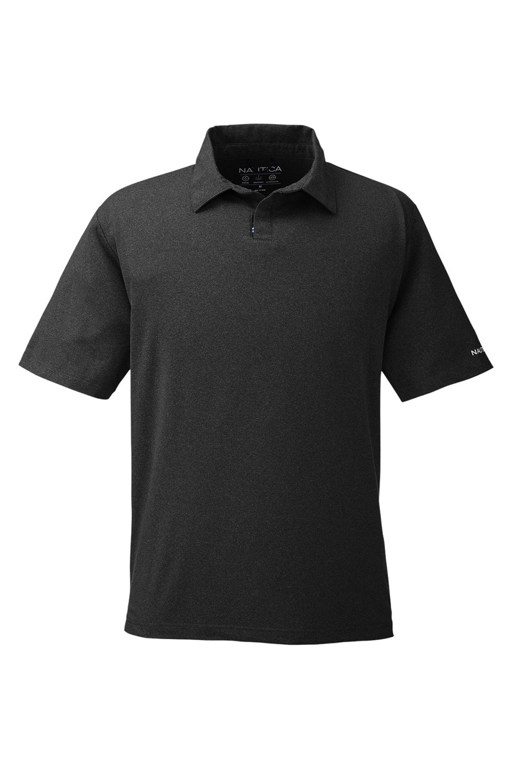 Nautica N17922 Mens Saltwater UPF 40+ Short Sleeve Polo Shirt Onyx Black Flat Front