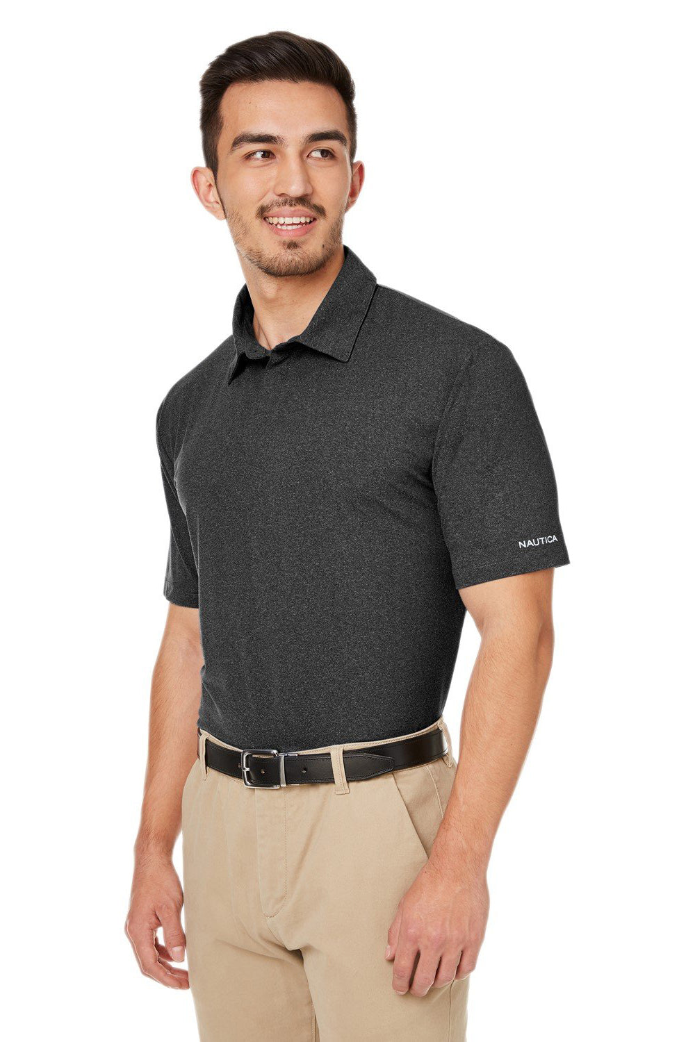 Nautica N17922 Mens Saltwater UPF 40+ Short Sleeve Polo Shirt Onyx Black Model 3q