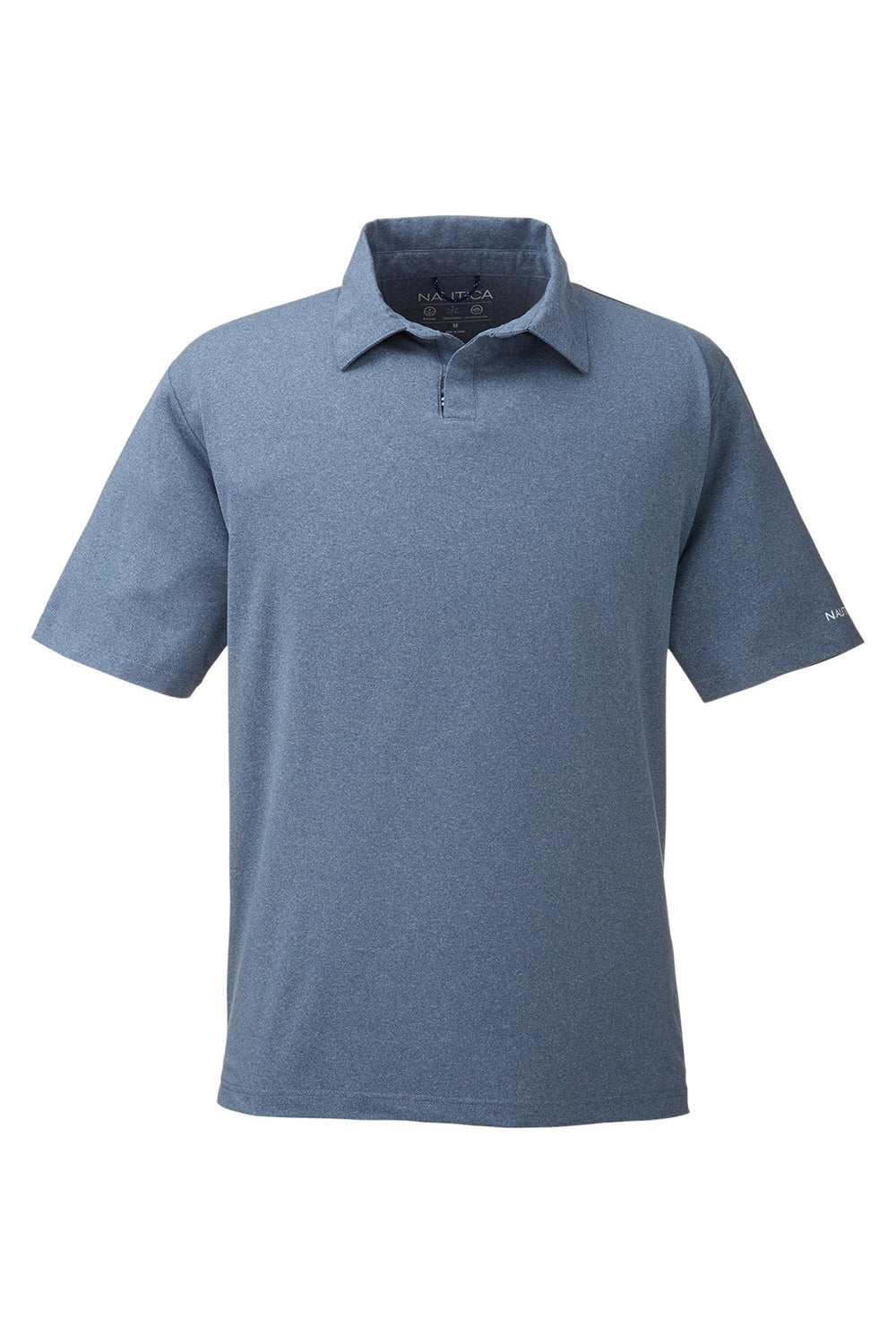 Nautica N17922 Mens Saltwater UPF 40+ Short Sleeve Polo Shirt Faded Navy Blue Flat Front