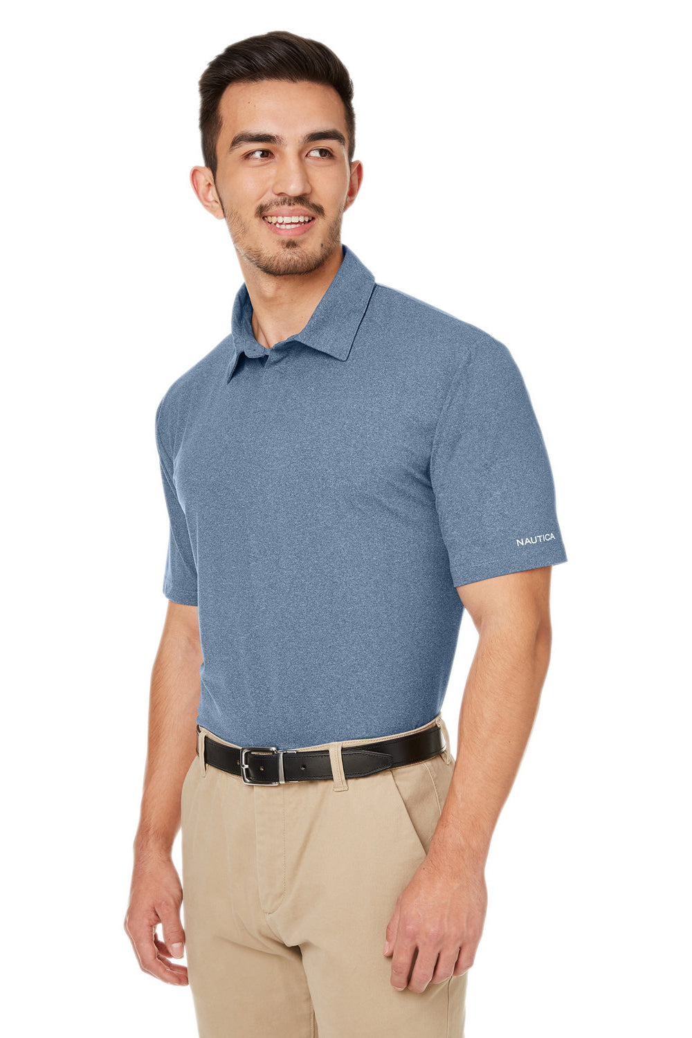 Nautica N17922 Mens Saltwater UPF 40+ Short Sleeve Polo Shirt Faded Navy Blue Model 3q