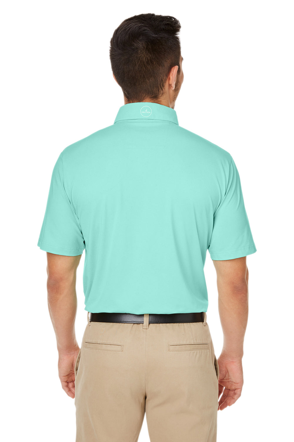 Nautica N17922 Mens Saltwater UPF 40+ Short Sleeve Polo Shirt Cool Mint Green Model Back