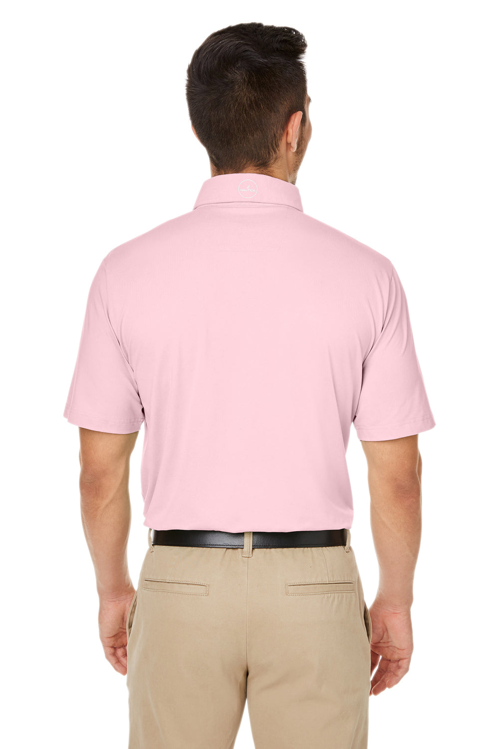 Nautica N17922 Mens Saltwater UPF 40+ Short Sleeve Polo Shirt Sunset Pink Model Back