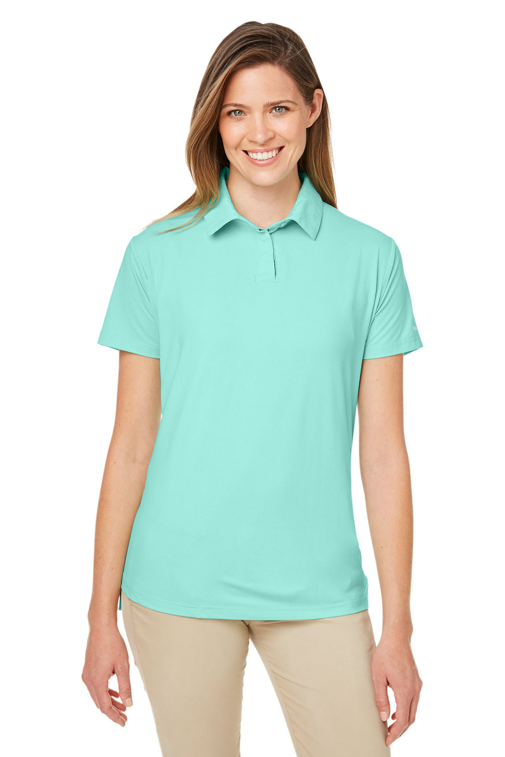 Nautica N17923 Womens Saltwater UPF 40+ Short Sleeve Polo Shirt Cool Mint Green Model Front