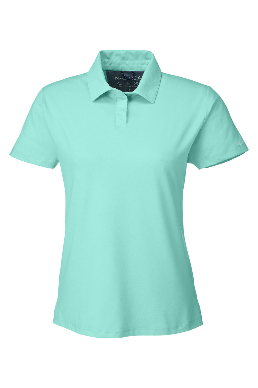 Nautica N17923 Womens Saltwater UPF 40+ Short Sleeve Polo Shirt Cool Mint Green Flat Front