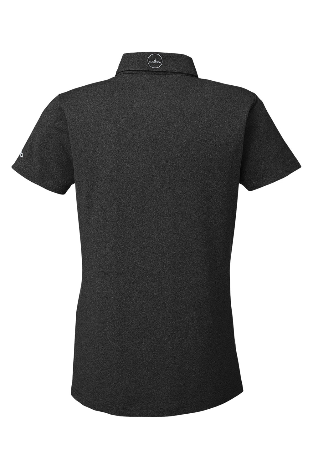 Nautica N17923 Womens Saltwater UPF 40+ Short Sleeve Polo Shirt Onyx Black Flat Back