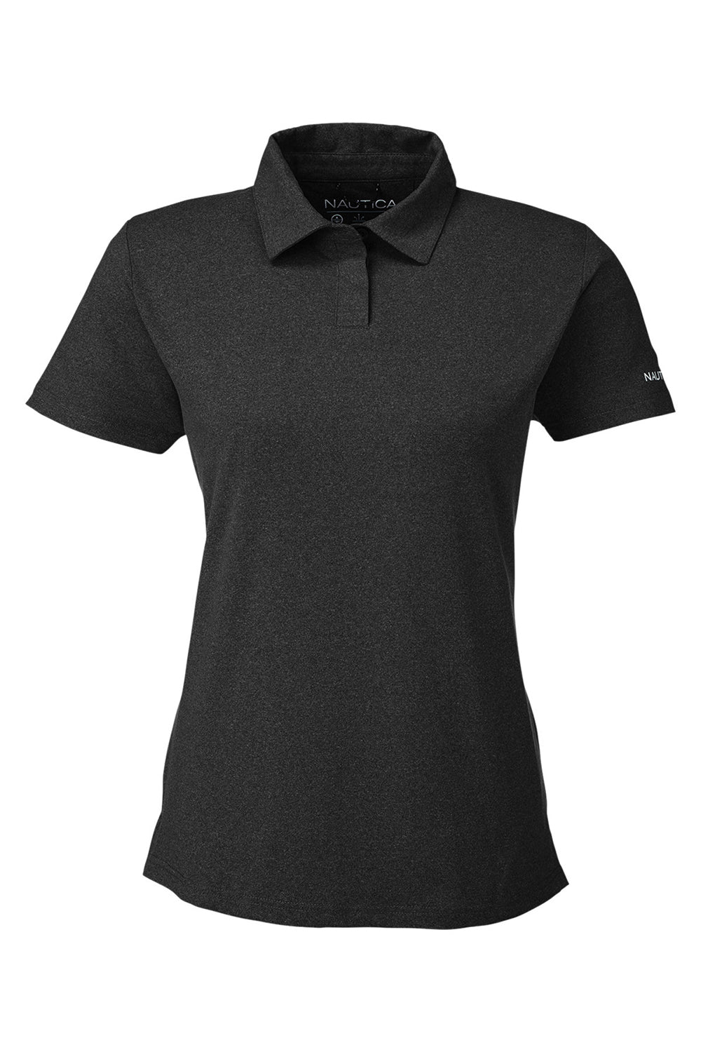 Nautica N17923 Womens Saltwater UPF 40+ Short Sleeve Polo Shirt Onyx Black Flat Front