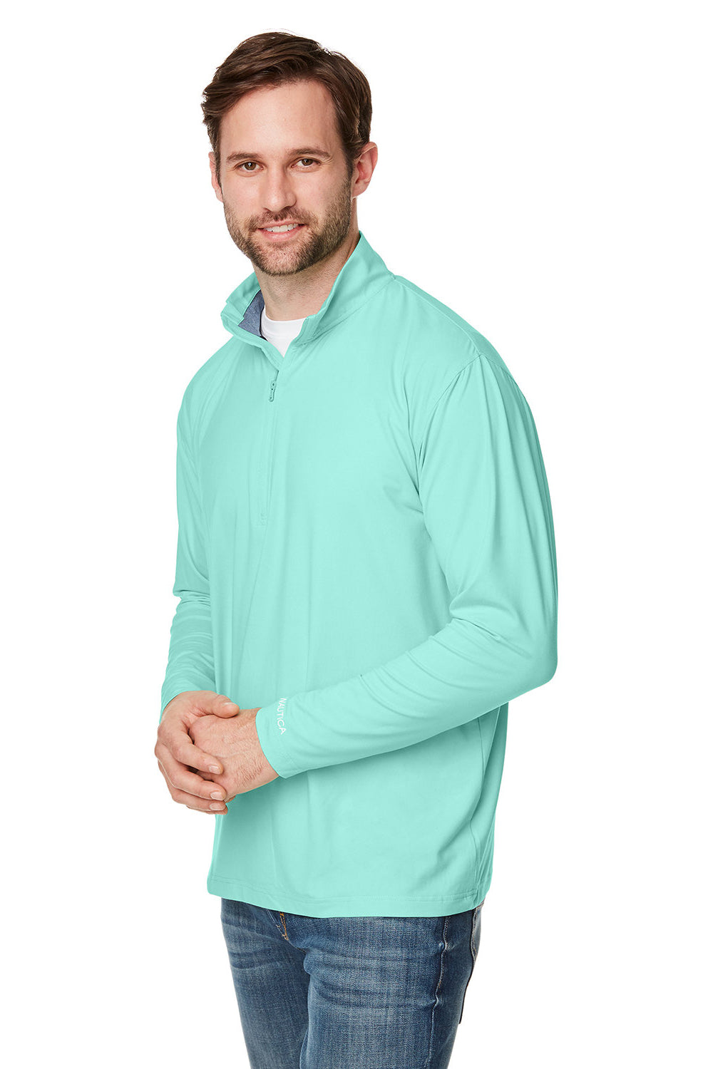 Nautica N17924 Mens Saltwater UPF 40+ 1/4 Zip Sweatshirt Cool Mint Green Model 3q