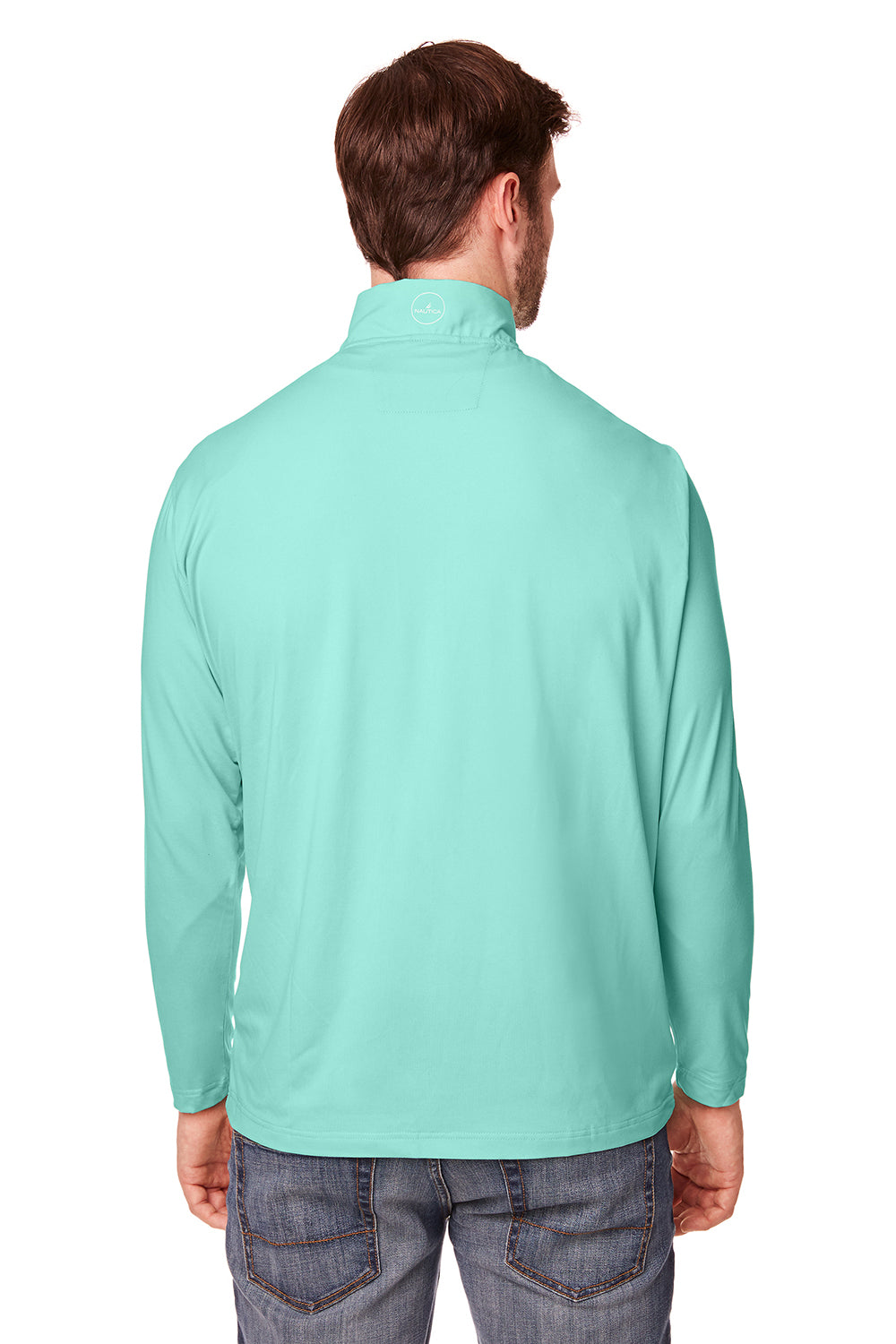 Nautica N17924 Mens Saltwater UPF 40+ 1/4 Zip Sweatshirt Cool Mint Green Model Back