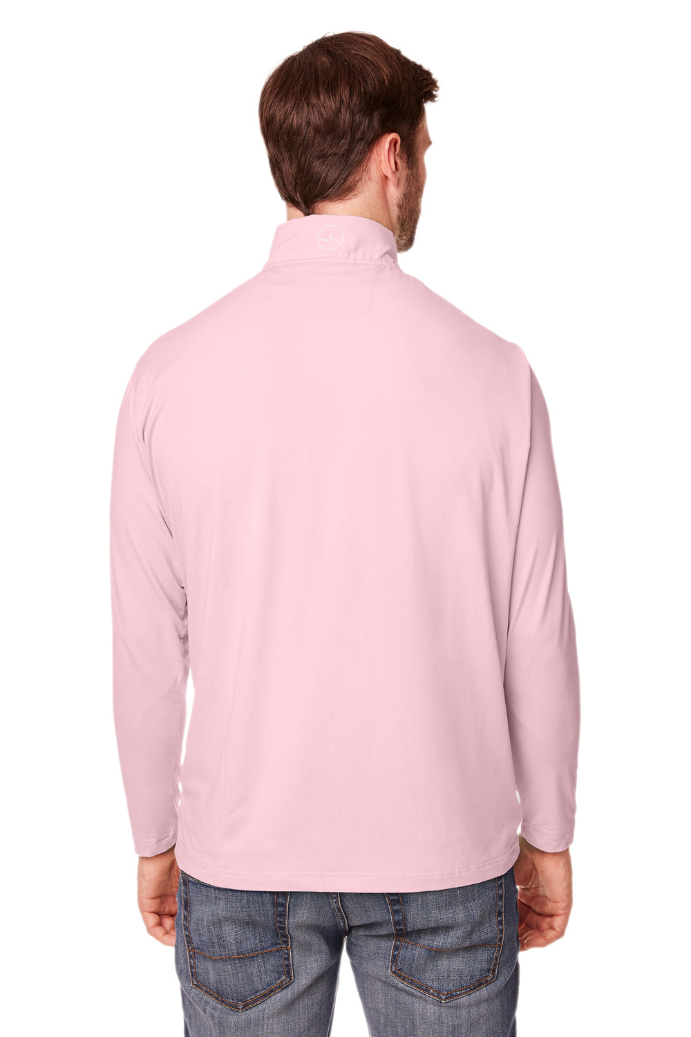 Nautica N17924 Mens Saltwater UPF 40+ 1/4 Zip Sweatshirt Sunset Pink Model Back