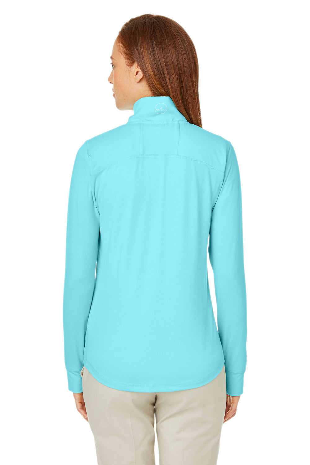 Nautica N17925 Womens Saltwater UPF 40+ 1/4 Zip Sweatshirt Sea Mist Blue Model Back