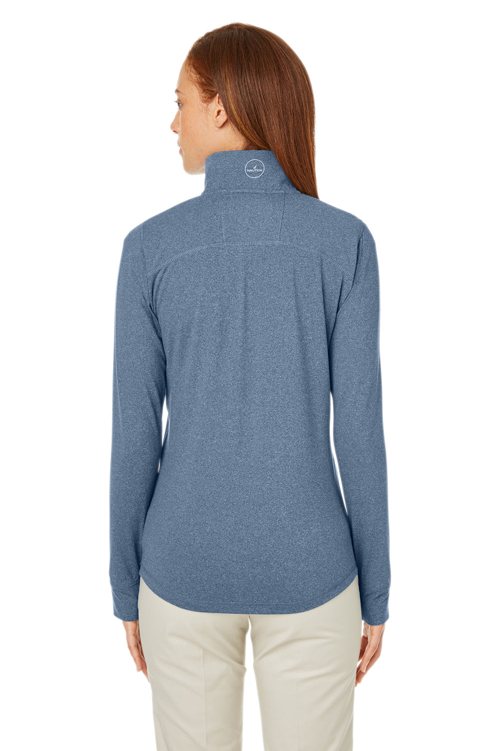 Nautica N17925 Womens Saltwater UPF 40+ 1/4 Zip Sweatshirt Faded Navy Blue Model Back