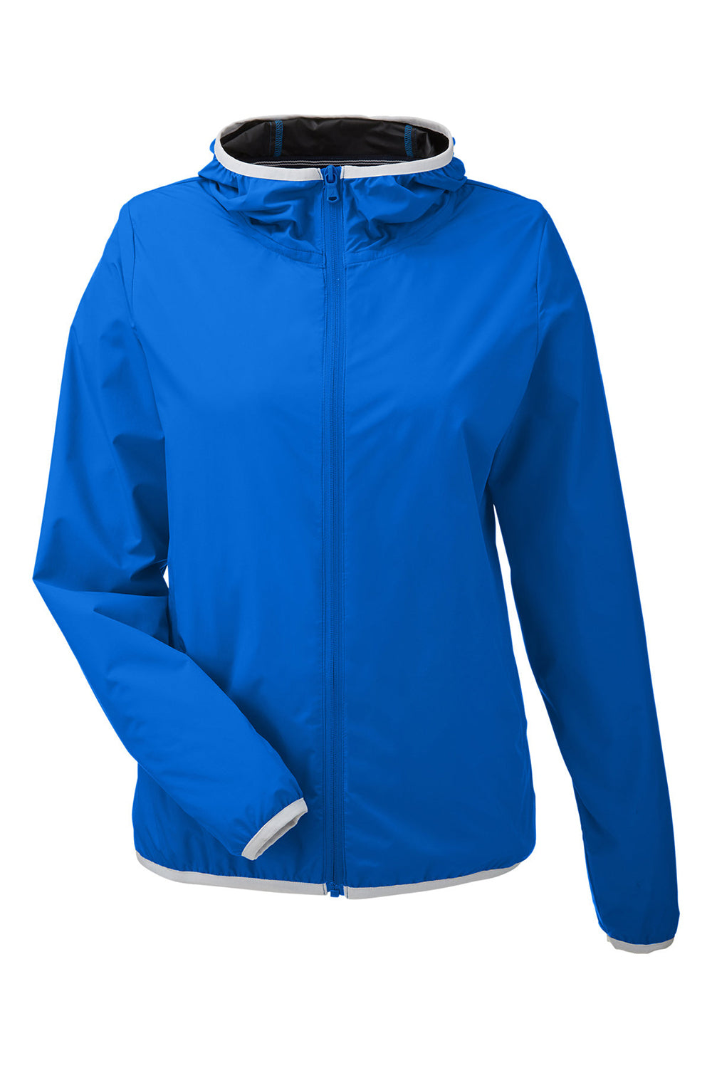 Nautica N17927 Womens Stillwater Water Resistant Full Zip Hooded Windbreaker Jacket Royal Blue Flat Front
