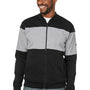 Nautica Mens Anchor Bomber Full Zip Fleece Jacket - Black/Heather Oxford Grey