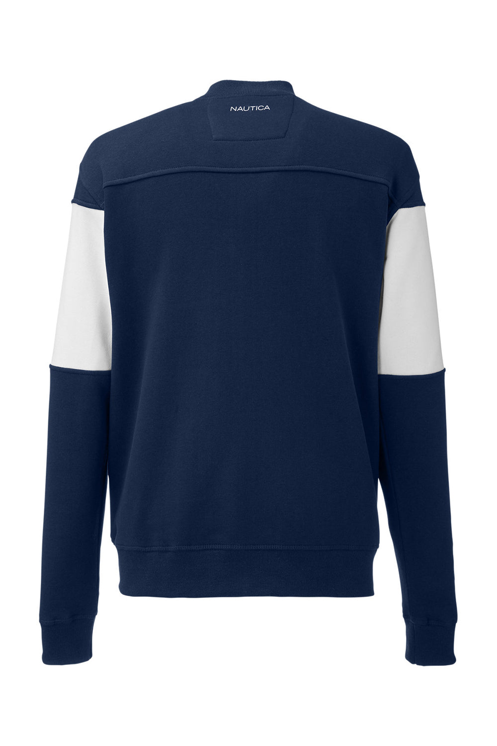 Nautica N17928 Mens Anchor Bomber Full Zip Fleece Jacket Navy Blue/White Flat Back