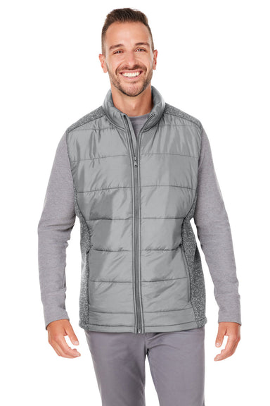 Nautica N17946 Mens Harbor Water Resistant Full Zip Puffer Vest Graphite Grey/Heather Graphite Grey Model Front