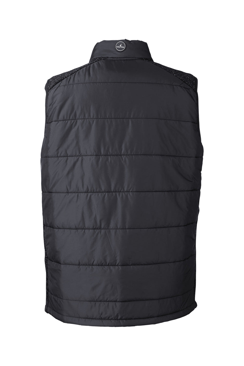 Nautica N17946 Mens Harbor Water Resistant Full Zip Puffer Vest Black/Heather Black Flat Back