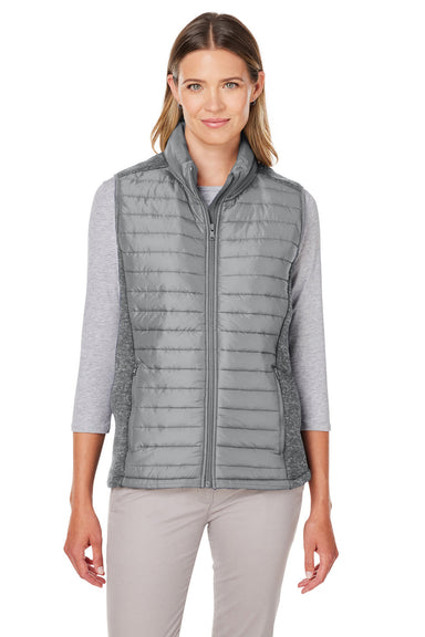 Nautica N17947 Womens Harbor Water Resistant Full Zip Puffer Vest Graphite Grey/Heather Graphite Grey Model Front