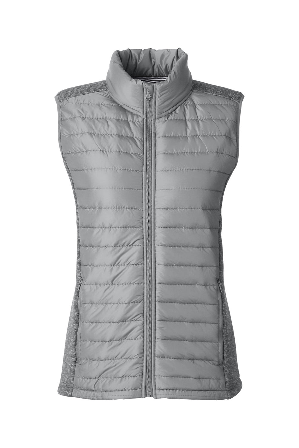 Nautica N17947 Womens Harbor Water Resistant Full Zip Puffer Vest Graphite Grey/Heather Graphite Grey Flat Front