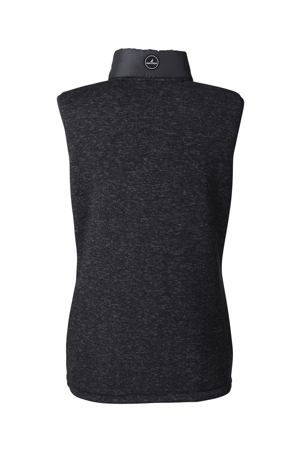Nautica N17947 Womens Harbor Water Resistant Full Zip Puffer Vest Black/Heather Black Flat Back