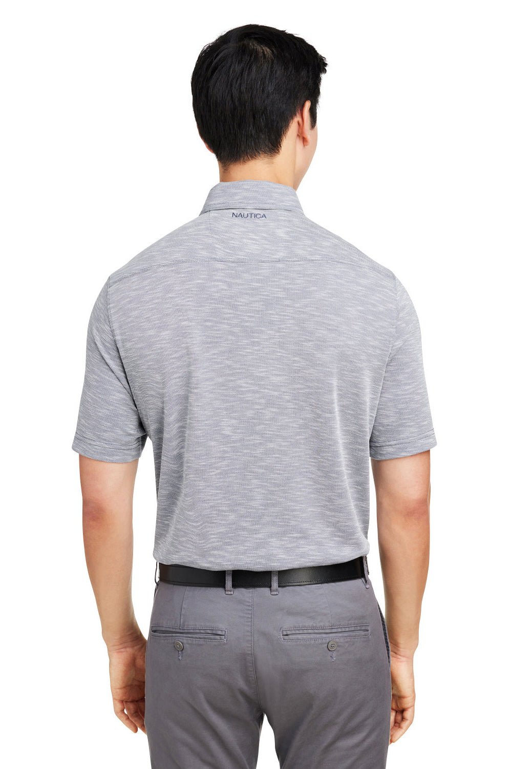 Nautica N17973 Mens Sun Surfer Short Sleeve Polo Shirt Vintage Pebble Grey Model Back