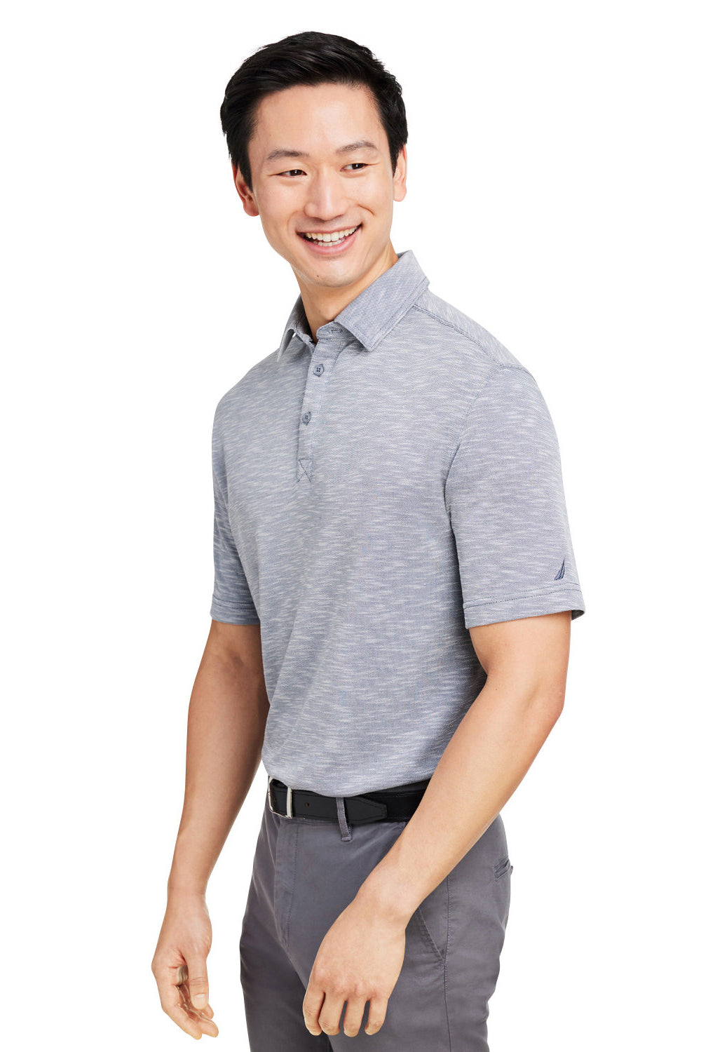 Nautica N17973 Mens Sun Surfer Short Sleeve Polo Shirt Vintage Pebble Grey Model 3q