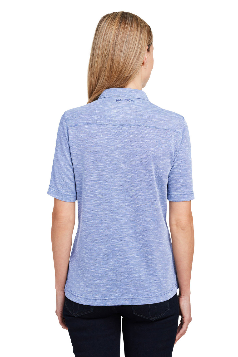 Nautica N17974 Womens Sun Surfer Short Sleeve Polo Shirt Vintage Mavi Blue Model Back