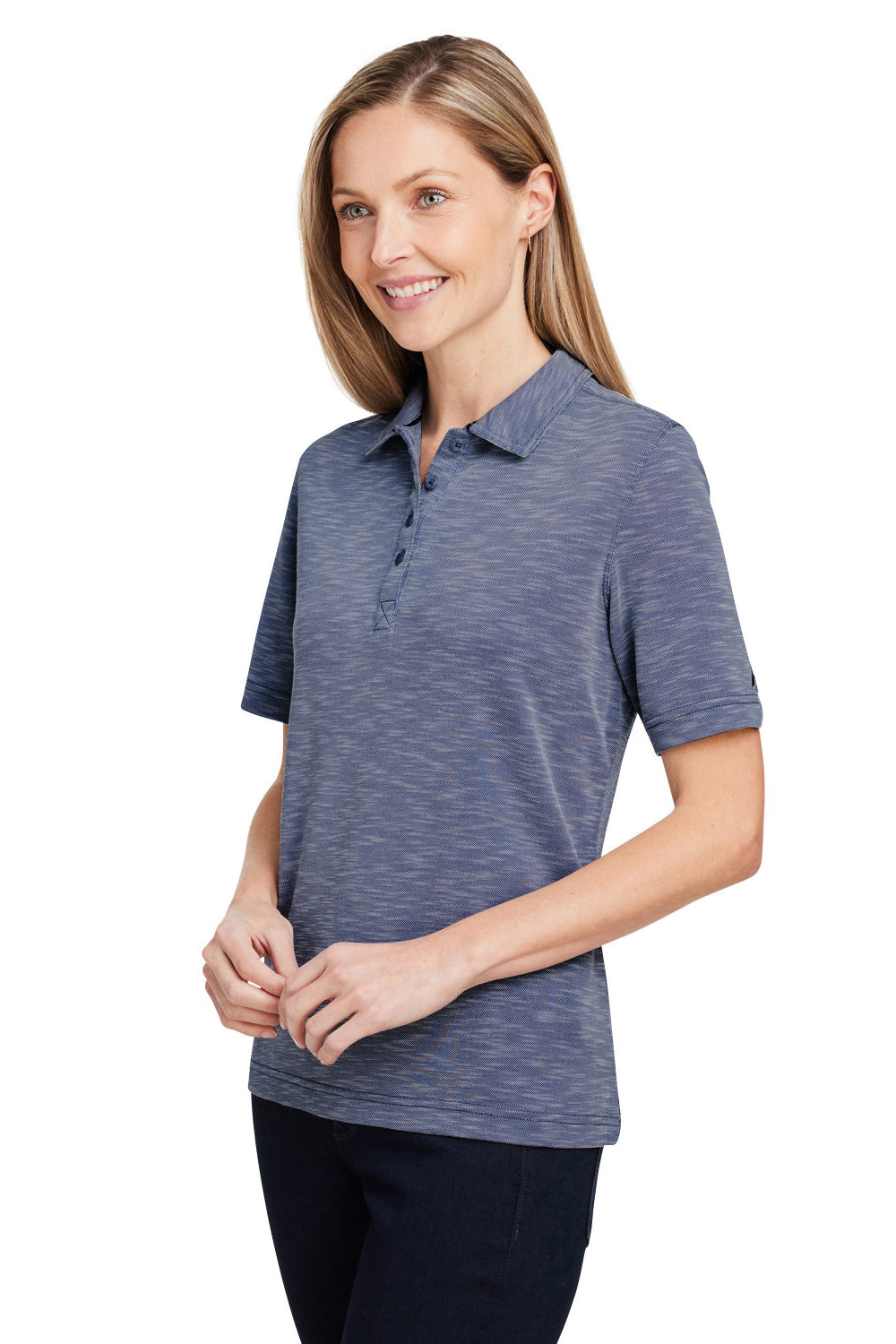 Nautica N17974 Womens Sun Surfer Short Sleeve Polo Shirt Vintage Navy Blue Model 3q