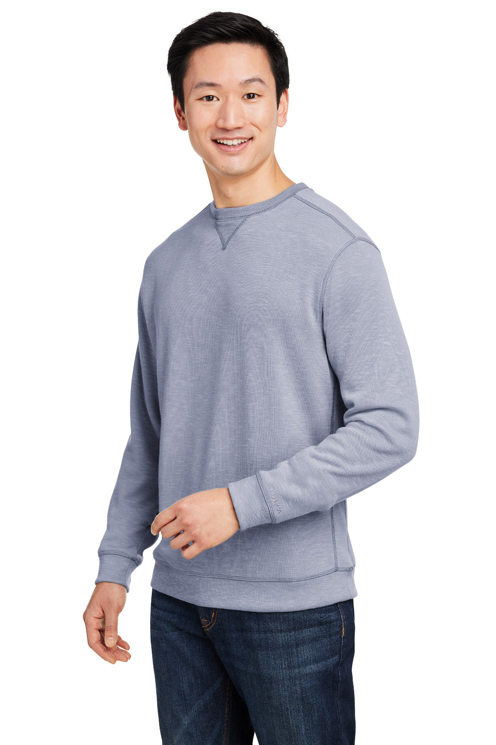 Nautica N17989 Mens Sun Surfer Supreme Crewneck Sweatshirt Vintage Pebble Grey Model 3q