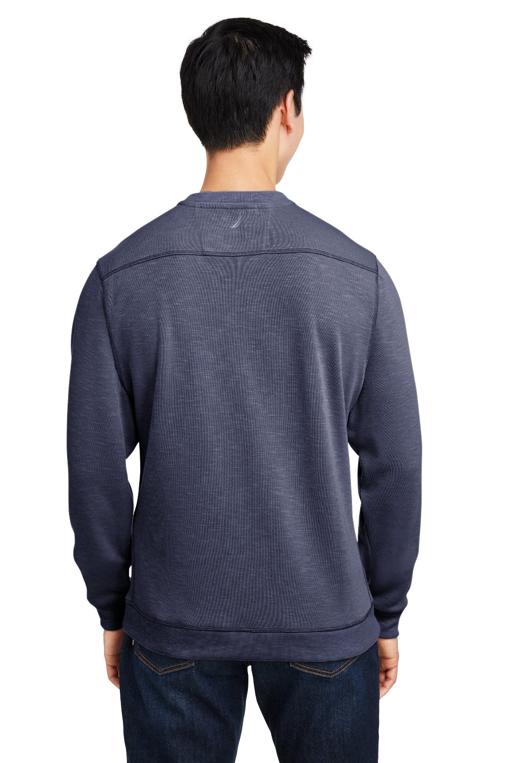 Nautica N17989 Mens Sun Surfer Supreme Crewneck Sweatshirt Vintage Navy Blue Model Back