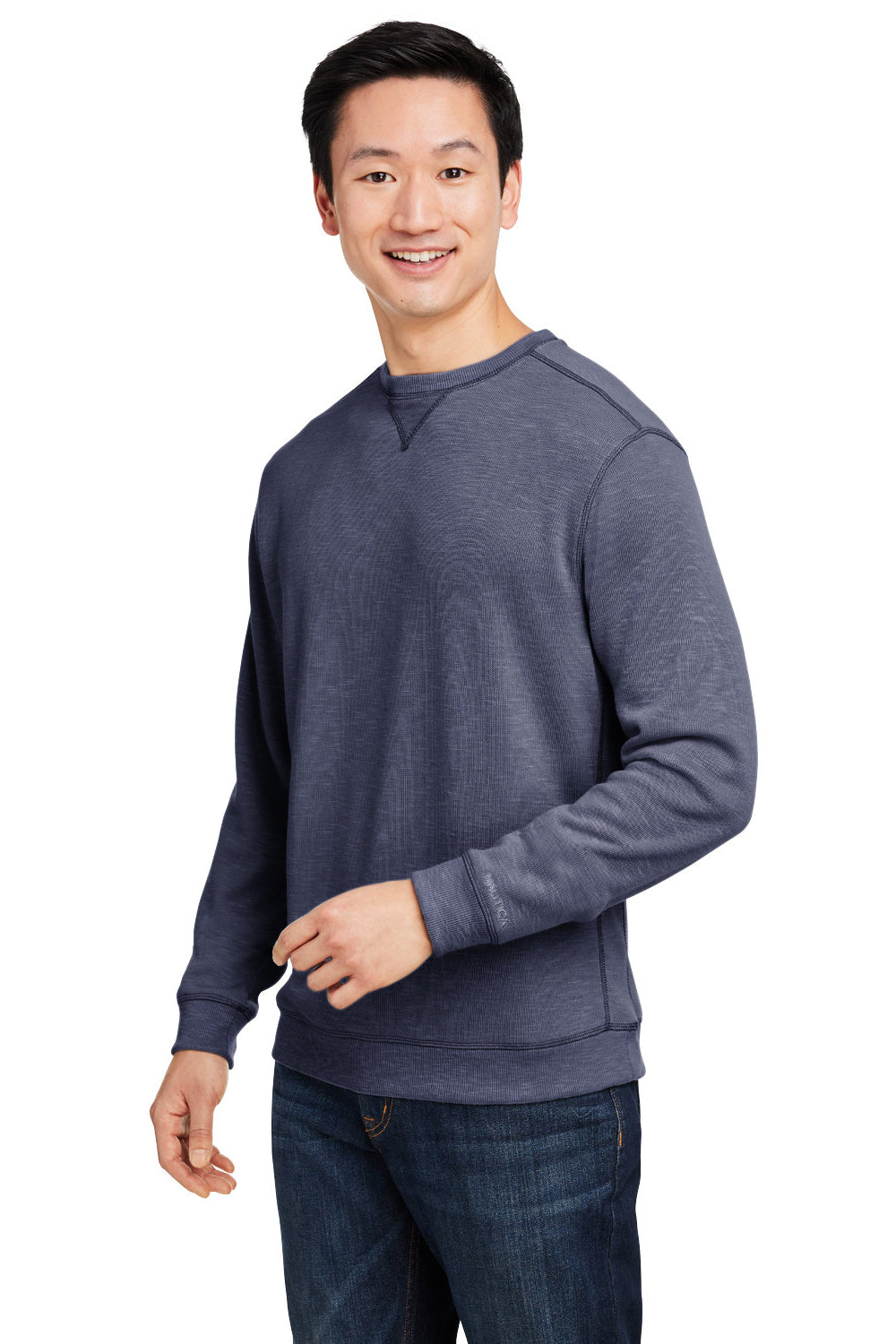 Nautica N17989 Mens Sun Surfer Supreme Crewneck Sweatshirt Vintage Navy Blue Model 3q