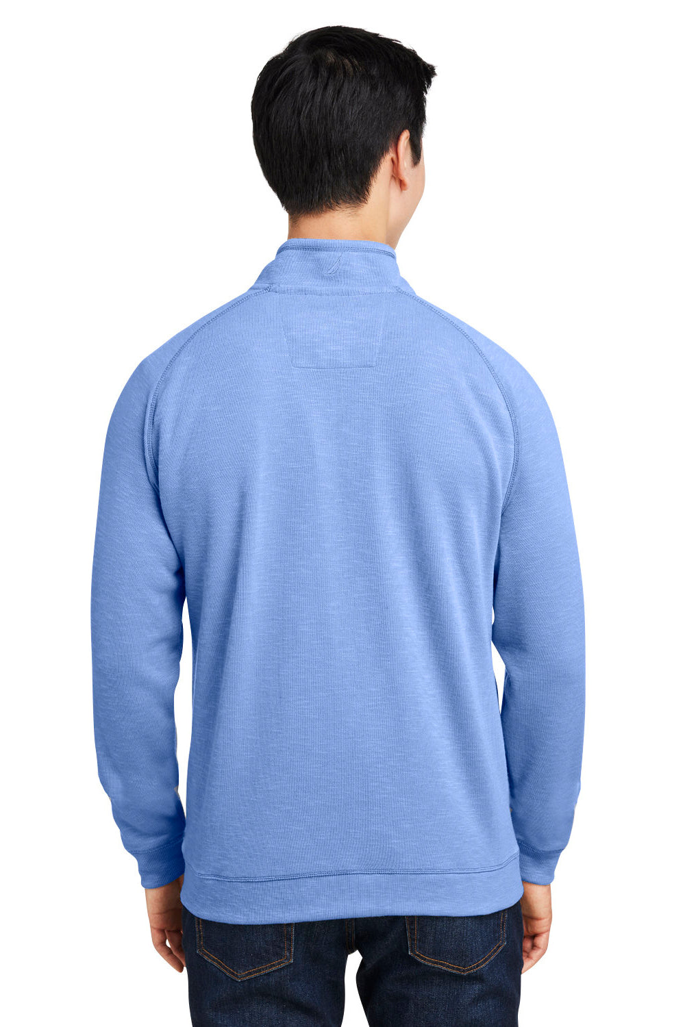 Nautica N17991 Mens Sun Surfer Supreme 1/4 Zip Sweatshirt w/ Pockets Vintage Mavi Blue Model Back