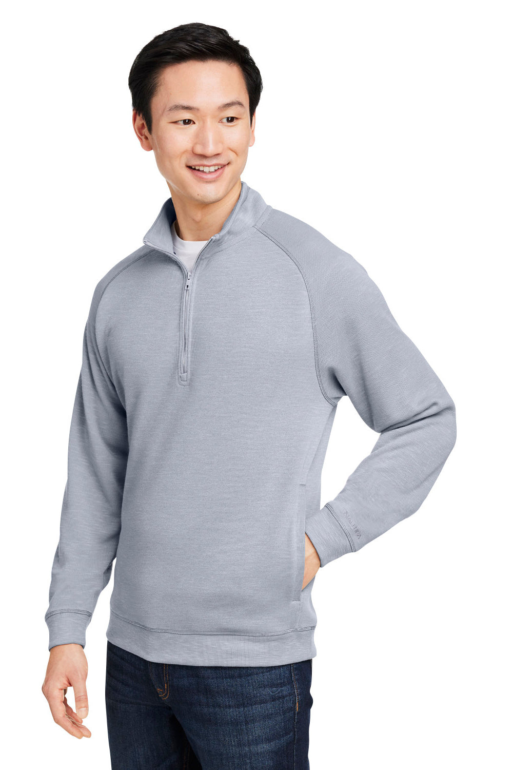 Nautica N17991 Mens Sun Surfer Supreme 1/4 Zip Sweatshirt w/ Pockets Vintage Pebble Grey Model 3q